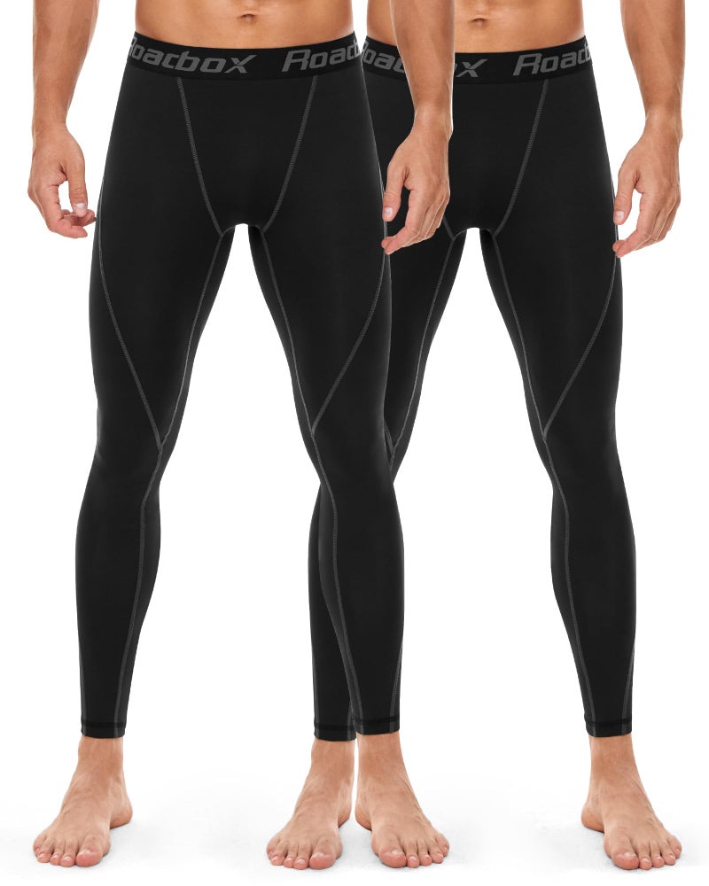 Roadbox 2 Pack Men's Compression Pants Cycling Tights Leggings Cooling Dry Underwear Bottoms Baselayer for Basketball Running - Image 2